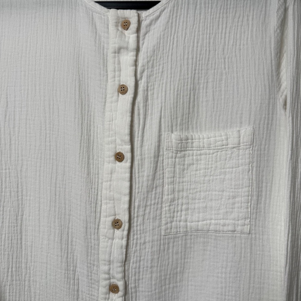 Sister Katie White Organic Cotton Gauze Button Down Tunic Top Size M Staple - Picture 5 of 10